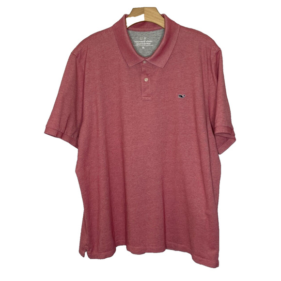 Men's XL Vineyard Vines Rusty Red Edgartown Polo Cotton Blend Short Sleeve Shirt - Picture 1 of 4